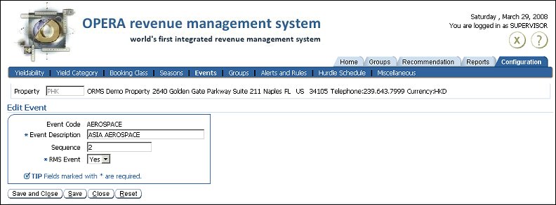 Configuration Tab Events